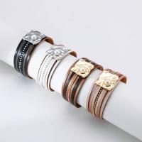 Pulseras de Cordón de PU, Cuero de PU, con Perlas plásticas, multicapa & para mujer & con diamantes de imitación, más colores para la opción, 20mm,15mm, longitud aproximado 7.67 Inch, Vendido por UD