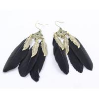 Mode Feather Earring, Zinc Alloy, met Veer, Blad, antiek brons plated, Vintage & mode sieraden & Bohemien stijl & voor vrouw, meer kleuren voor de keuze, nikkel, lood en cadmium vrij, 100mm, Verkocht door pair