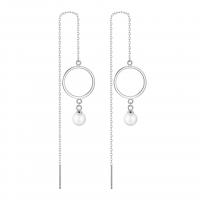 Argent sterling 925 boucles d'oreilles chaîne, avec Shell Pearl, Placage, bijoux de mode & pour femme, plus de couleurs à choisir, 100mm, Vendu par paire