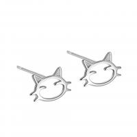 925 Sterling Sølv Stud Earring, Cat, forgyldt, for kvinde & hule, flere farver til valg, 10x6.50mm, Solgt af par