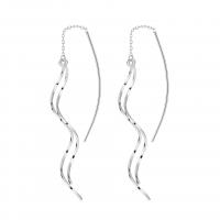 925 Sterling Silver Snáithe Trí Earrings, plátáilte, jewelry faisin & do bhean, dathanna níos mó le haghaidh rogha, 70mm, Díolta De réir Péire