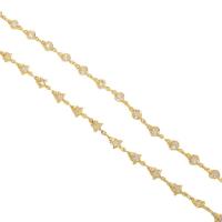 Mässing Dekorativa Chain, med Cubic Zirconia, 18K guldpläterad, DIY & olika stilar för val, 4mm, 5varv/Lot, Säljs av Lot