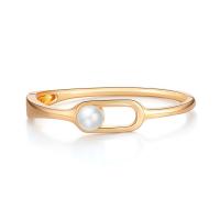 Lo zinco in lega Bangle Jewelry, lega in zinco, with Perle di plastica ABS, placcato color oro, gioielli di moda & per la donna, nessuno, 70x13mm, Venduto da PC