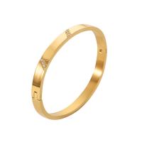 Rostfritt stål Armring, 304 rostfritt stål, med Cubic Zirconia, Donut, för kvinna, guld, 6mm, Innerdiameter:Ca 59mm, Säljs av PC