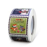 Adesivo+Adesivo Papel Etiqueta, Quadrado, Design de Natal, cores misturadas, 38x38mm, Aprox 500PCs/Spool, vendido por Spool