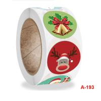 Adesivo+Adesivo Papel Etiqueta, Roda, Design de Natal, cores misturadas, 25mm, Aprox 500PCs/Spool, vendido por Spool