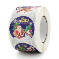 Adesivo+Adesivo Papel Etiqueta, Roda, Design de Natal, cores misturadas, 38mm, Aprox 500PCs/Spool, vendido por Spool