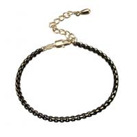 Bracciali ottone, with 5cm extender chain, placcato, per la donna, nero, assenza di nichel,piombo&cadmio, 4mm, Lunghezza Appross. 19.6 cm, Venduto da PC