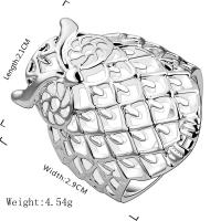Messing fingerring, Owl, platineret, for kvinde, nikkel, bly & cadmium fri, 21x29mm, Størrelse:8, Solgt af PC