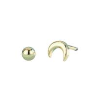 Messing Stud ørering, Moon, 18K forgyldt, for kvinde, nikkel, bly & cadmium fri, 5x13mm, Solgt af PC