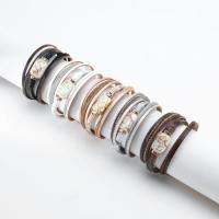 Bracelets cordon PU, cuir PU, avec perle de plastique & alliage de zinc, multicouche & pour femme & avec strass, plus de couleurs à choisir, 24mm,20mm, Longueur Environ 7.67 pouce, Vendu par PC