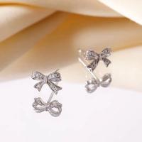 Cubic Zirconia Micro Pave Sterling Silver Náušnice, 925 Sterling Silver, Bowknot, micro vydláždit kubické zirkony & pro ženy, více barev na výběr, 9mm, Prodáno By Lot