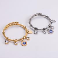 Bracelet Evil Eye bijoux, acier inoxydable 316L, Mauvais œil, avec chiffre romain & pour femme & avec strass, plus de couleurs à choisir, 60-70mm, Vendu par PC