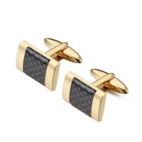 Boutons de manchette, acier inoxydable 316L, avec Fibre de carbone, rectangle, Plaqué d'or, bijoux de mode & pour homme, plus de couleurs à choisir, 20x13mm, 5pairescouple/lot, Vendu par lot