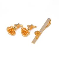 ottone Cravatta Clip Cufflink Set, Rose, placcato, gioielli di moda & per l'uomo, nessuno, assenza di nichel,piombo&cadmio, 12-20mm, 10Setsinsieme/lotto, Venduto da lotto