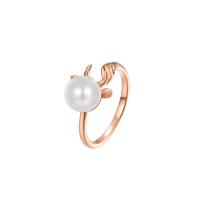 Bijoux de bague en argent sterling , argent sterling 925, avec Shell Pearl & perle d'eau douce cultivée, Placage, Réglable & différents matériaux pour le choix & pour femme, plus de couleurs à choisir, Vendu par PC