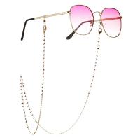 metal Cadena de gafas, con Cuentas de vidrio, chapado en color dorado, para mujer, multicolor, 800mm, Vendido por UD