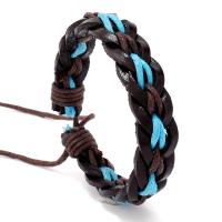 Cowhide Bracelet with Wax Cord Adjustable & fashion jewelry & Unisex 12mm Length Approx 17-18 cm Sold By PC