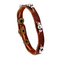 Rundsleder armbanden, Koeienhuid, met Zinc Alloy, mode sieraden & uniseks, donker bruin, 10mm, Lengte Ca 8.46 inch, Verkocht door PC