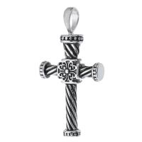 Rostfritt stål Cross Hängen, 316 rostfritt stål, DIY, ursprungliga färgen, 23x45x7mm, Hål:Ca 6mm, Säljs av PC