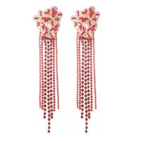 Fashion Fringe Oorbellen, Zinc Alloy, plated, mode sieraden & voor vrouw & met strass, meer kleuren voor de keuze, 68x30mm, Verkocht door pair