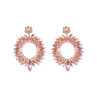 Rhinestone Earring Zinc Alloy plated fashion jewelry & for woman & with rhinestone Sold By Pair