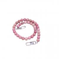 Grain Stone Tas riemen, met Zinc Alloy, Ronde, silver plated, DIY, roze, 10mm, Lengte Ca 48.5 cm, Verkocht door PC