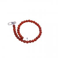 Red Agate Taske stropper, med Zinc Alloy, Runde, sølvfarvet forgyldt, du kan DIY, rød, 10mm, Længde Ca. 48.5 cm, Solgt af PC