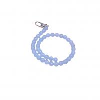 Chalcedony Taske stropper, med Zinc Alloy, Runde, sølvfarvet forgyldt, du kan DIY, lyseblå, 10mm, Længde Ca. 48.5 cm, Solgt af PC