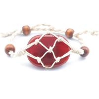 Red Agate Armband, med Bomull & Trä, Unisex, 30-50mm, Längd 7.1 inch, Säljs av PC