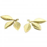 Brass Jewelry Pendants Leaf gold color plated DIY golden nickel lead & cadmium free Sold By PC