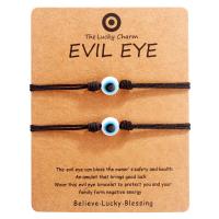 Evil Eye korut rannerengas, Teryleeni Johdon, kanssa Lamppuhelmi, Litteä pyöreä, 2 kpl & muoti korut & Unisex & paha silmä kuvio & säädettävä, enemmän värejä valinta, Pituus 16-28 cm, Myymät Pair