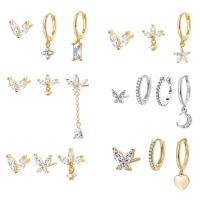 ottone Set orecchino, placcato, stili diversi per la scelta & Micro spianare cubic zirconia & per la donna, nessuno, Venduto da set