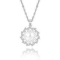 Argent sterling 925 collier, avec Shell Pearl, Plaqué de platine, styles différents pour le choix & pavé de micro zircon & pour femme, plus de couleurs à choisir, 20.10x10mm, Vendu par PC