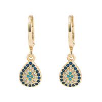 Cubic Zirconia Micro Pave Brass Earring gold color plated & micro pave cubic zirconia & for woman gold Sold By Pair