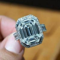 Bague Zircon cubique en laiton, cadre, Plaqué de platine, normes différentes pour le choix & pavé de micro zircon & pour femme, protéger l'environnement, sans nickel, plomb et cadmium, 13x17mm, Taille:6-10, Vendu par PC