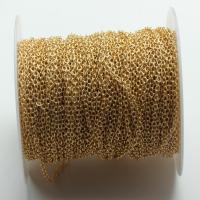 Messing Oval Chain, Blad, 14K vergulde, DIY & verschillende grootte voor keus, 10m/Lot, Verkocht door Lot