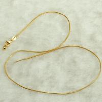 Collana catena in ottone, Placcato oro 18K, DIY & catena del serpente, 1.20mm, Lunghezza Appross. 17.71 pollice, 10PC/lotto, Venduto da lotto