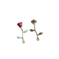 Zinc Alloy Flower Pendler, Rose, guldfarve belagt, du kan DIY & forskellig størrelse for valg, rød, 23x40mm, 20pc'er/Lot, Solgt af Lot