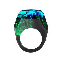 Resin fingerring, med sort sandeltræ, epoxy sticker, forskellig indre diameter for valg & Unisex, flere farver til valg, 12mm, Solgt af PC