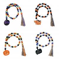 Ornamentos colgantes, madera, con Cáñamo, Diseño de Halloween, más colores para la opción, 16mm, longitud aproximado 86 cm, Vendido por UD