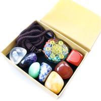 Gemstone jóias moda, colar, misto de pedras semi-preciosas, with Corda de poliéster & resina, 8 peças, cores misturadas, 8PCs/Defina, vendido por Defina