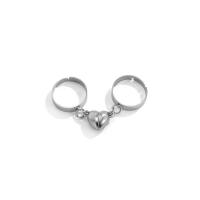 Par fingerringe, Zinc Alloy, Heart, sølvfarvet forgyldt, Justerbar & Unisex & med magnetisk, flere farver til valg, nikkel, bly & cadmium fri, 17mm, Solgt af par