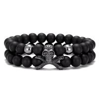 Abrazine Stone Armbånd, med Messing, Skull, 2 stykker & Unisex & Micro Pave cubic zirconia, flere farver til valg, 8mm, Længde Ca. 7.48 inch, Solgt af sæt