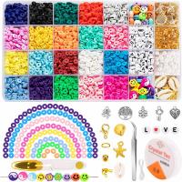 Polymer Ton Schmuck-Findung-Set, PerlenPerlenschnur & Pinzette & Schere, mit Kunststoff Kasten & Zinklegierung & Acryl, DIY, gemischte Farben, 220x132x22mm, verkauft von Box