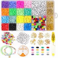 Polymer Ton Schmuck-Findung-Set, PerlenPerlenschnur & Schere, mit Kunststoff Kasten & Zinklegierung & Acryl, DIY, gemischte Farben, 215x128x20mm, verkauft von Box