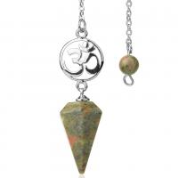 Sinc Alloy Siogairlín Pendulum, le Gemstone, ábhair éagsúla do rogha & unisex, nicil, luaidhe & caidmiam saor in aisce, 58x16mm, Díolta De réir PC