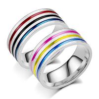 Titanium ringen, Titanium Staal, Donut, mode sieraden & uniseks & verschillende grootte voor keus & glazuur, meer kleuren voor de keuze, 8x2mm, Maat:6-13, Verkocht door PC