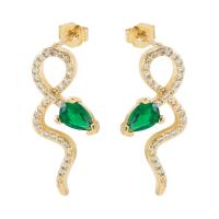 Cubic Zirconia Micro Pave Brass Earring gold color plated & micro pave cubic zirconia & for woman gold Sold By Pair