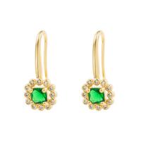 Cubic Zirconia Micro Pave Brass Earring gold color plated & micro pave cubic zirconia & for woman gold Sold By Pair